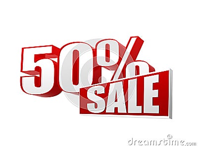 50 percentages sale in 3d letters and block Stock Photo