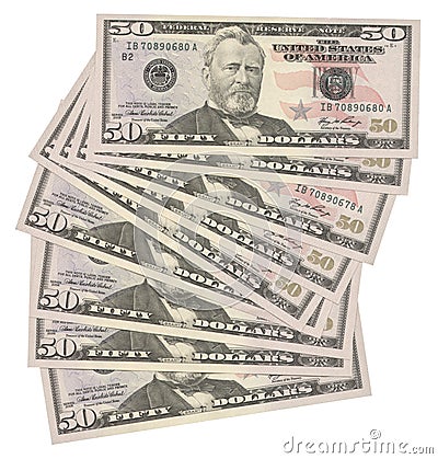 50 US dollars banknotes Stock Photo