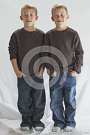 6 years old identical twins Stock Photo