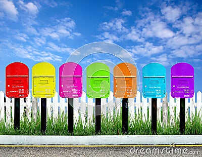 7 color postbox Stock Photo