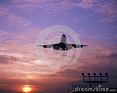 747 landing at schiphol airport amsterdam Stock Photo