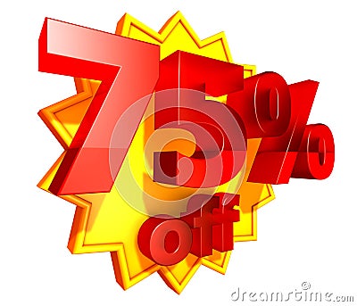 75 percent price off discount Stock Photo