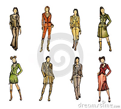 8 different fashion models Stock Photo