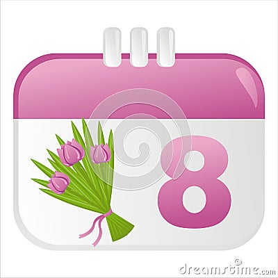 8th of march calendar icon Vector Illustration