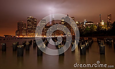 9/11 Tribute in Light. New York City Stock Photo