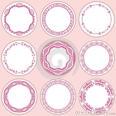 9 feminine labels set Vector Illustration