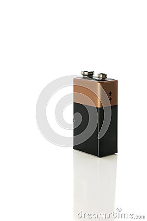 9 volt battery on white with clipping path Stock Photo