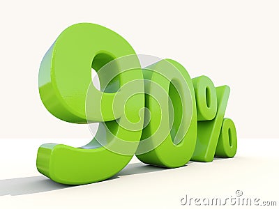 90% percentage rate icon on a white background Cartoon Illustration