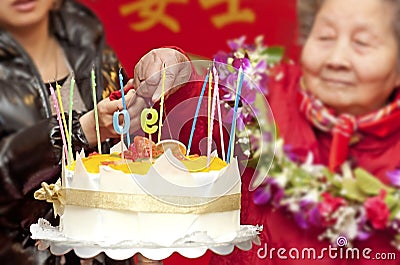 90 years old woman Stock Photo