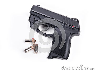 9mm Handgun & Bullets Stock Photo