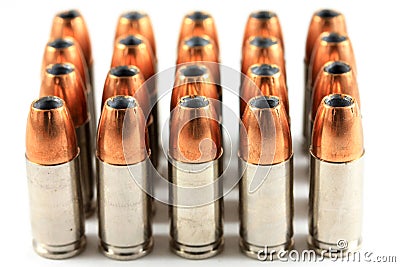 9mm Handgun Hollow-point Ammunition Stock Photo