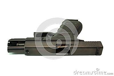 9mm Pistol with Open Slide Stock Photo