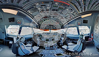 A300 jetliner cockpit Stock Photo