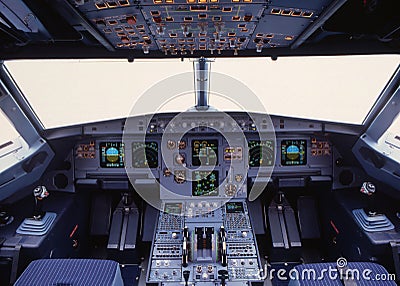 A319 Cockpit Stock Photo