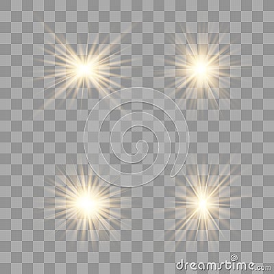 Gold glow light effect. Vector Illustration