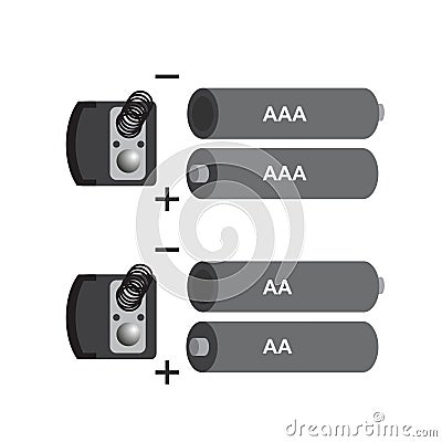 AAA and AA battery icon, vector illustration Cartoon Illustration