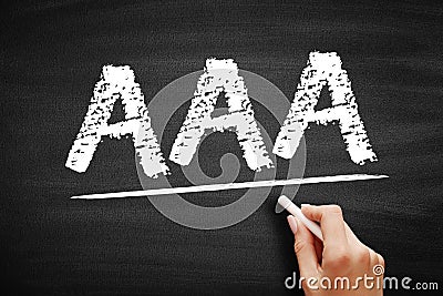 AAA Abdominal Aortic Aneurysm - localized enlargement of the abdominal aorta, acronym text concept on blackboard Stock Photo