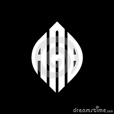 AAB circle letter logo design with circle and ellipse shape. AAB ellipse letters with typographic style. The three initials form a Vector Illustration
