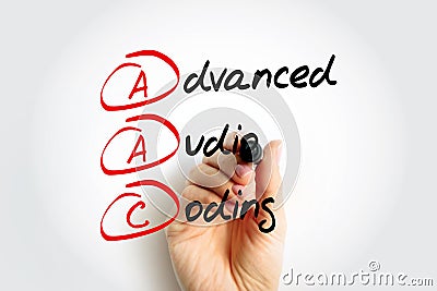 AAC - Advanced Audio Coding is an audio coding standard for lossy digital audio compression, acronym concept background Stock Photo