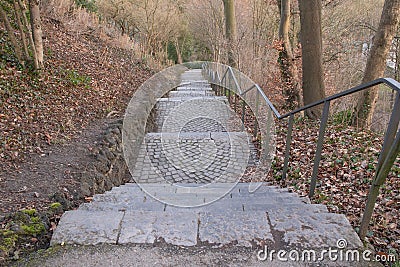 eine treppe auf dem Lousberg Stock Photo