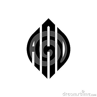 AAD circle letter logo design with circle and ellipse shape. AAD ellipse letters with typographic style. The three initials form a Vector Illustration