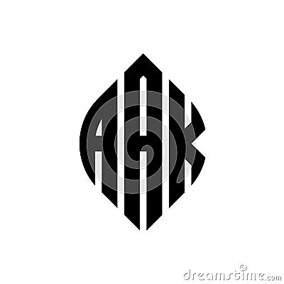 AAK circle letter logo design with circle and ellipse shape. AAK ellipse letters with typographic style. The three initials form a Vector Illustration