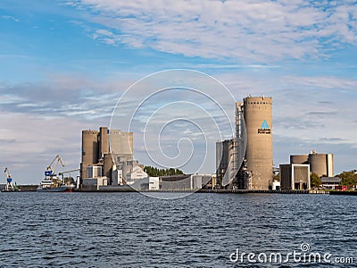 Aalborg Portland cement factory along Limfjord, Nordjylland, Denmark Editorial Stock Photo