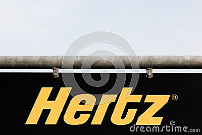 Hertz logo on a panel Editorial Stock Photo