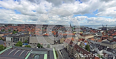 Aarhus in Denmark, seen from the city hall tower Editorial Stock Photo