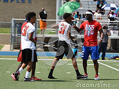 Aaron Ross Football Camp at John Tyler High School in Tyler, Texas on July 21, 2018 Editorial Stock Photo