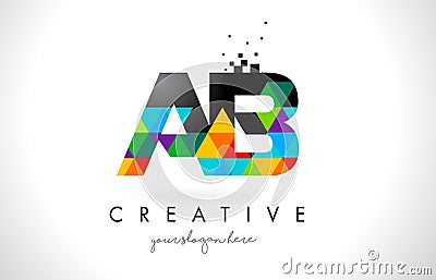AB A B Letter Logo with Colorful Triangles Texture Design Vector Vector Illustration