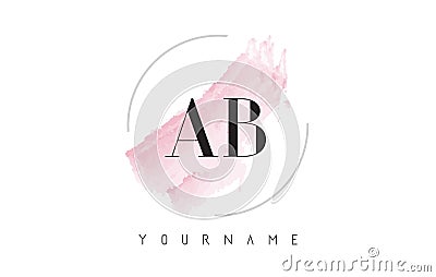 AB A B Watercolor Letter Logo Design with Circular Brush Pattern Vector Illustration