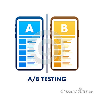 AB testing, split test. Bug Fixing, User Feedback. Homepage landing page template. Vector stock illustration. Vector Illustration