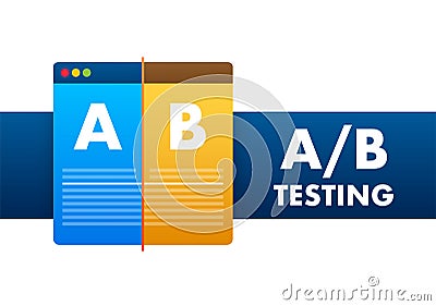 AB testing, split test. Bug Fixing, User Feedback. Homepage landing page template. Vector stock illustration. Vector Illustration
