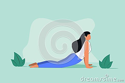 Ab workout exercise with body strength and stretching tiny person concept. Yoga muscle training and sport for flexible. Vector Illustration
