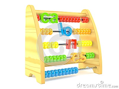 Abacus with calories text Stock Photo