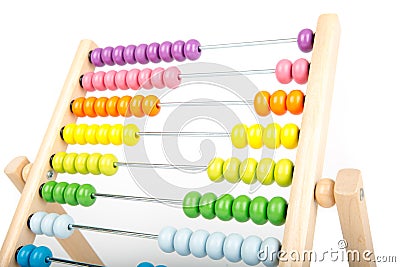 Abacus counting frame isolated on white Stock Photo