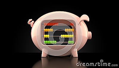 Abacus inside piggy bank Cartoon Illustration