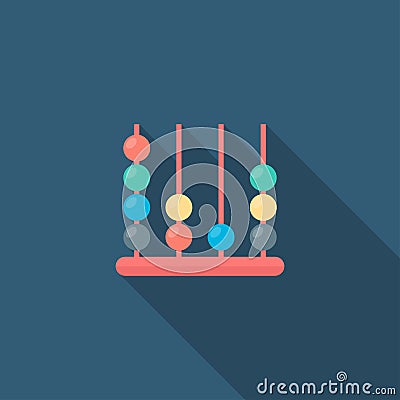 Abacus vector icon symbol, flat design, long shadow Vector Illustration