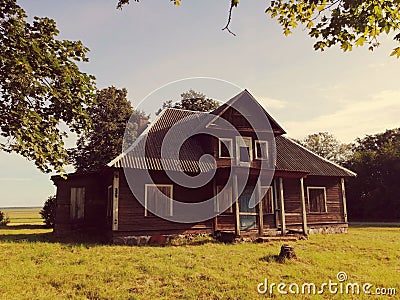 Abadoned wooden house in a village Stock Photo