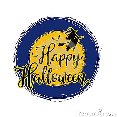 happy halloween illustrated text logo or emblem. Vector Illustration