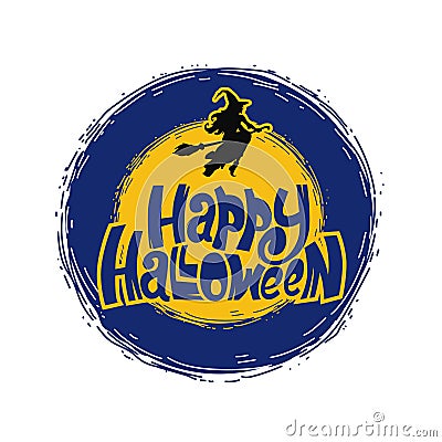 happy halloween illustrated text logo or emblem. Vector Illustration