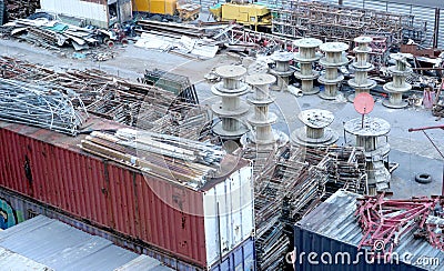 Abandon old construction stack materials. Stock Photo