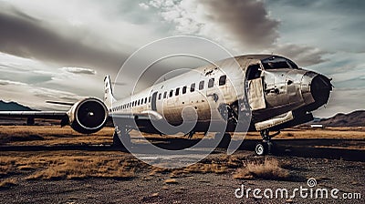 Abandoned Aircraft. Generative AI Stock Photo