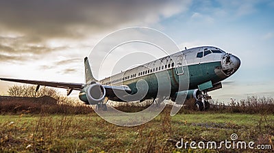 Abandoned Aircraft. Generative AI Stock Photo