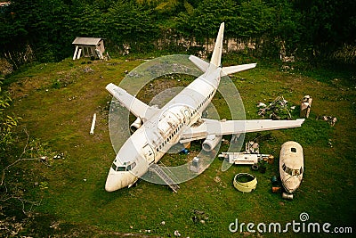 Abandoned Airplane , old crashed plane Editorial Stock Photo
