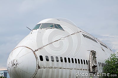 Abandoned Airplane,old crashed plane with,plane wreck tourist at Stock Photo