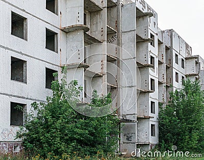 Abandoned apartment building, facade, unfinished Stock Photo