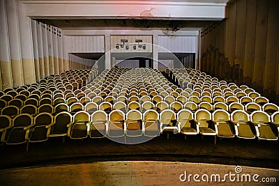 Abandoned auditorium of cinema or concert hall Stock Photo