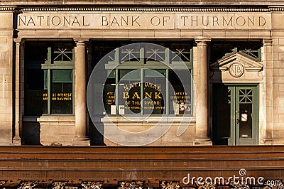 Abandoned Bank - Ghost Town of Thurmond, West Virginia - New River Gorge National River Editorial Stock Photo